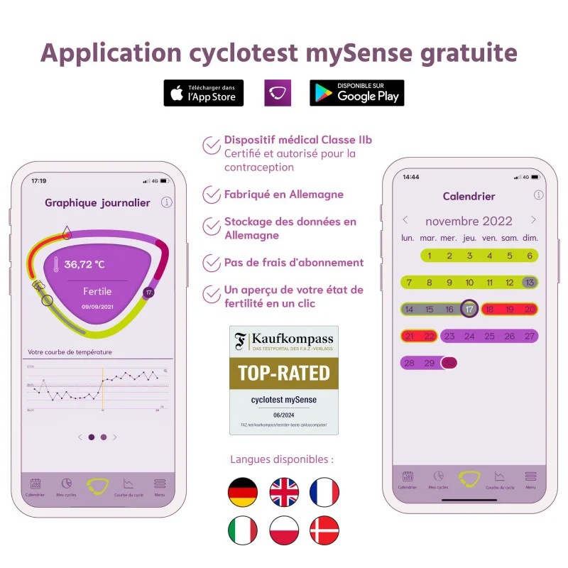 Présentation application certifiée pour la contraception cyclotest mysense